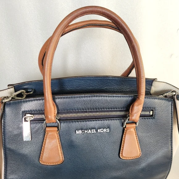 Michael Kors Large Sophie Zip Top Satchel Colorblock Leather With Strap - Picture 2 of 15